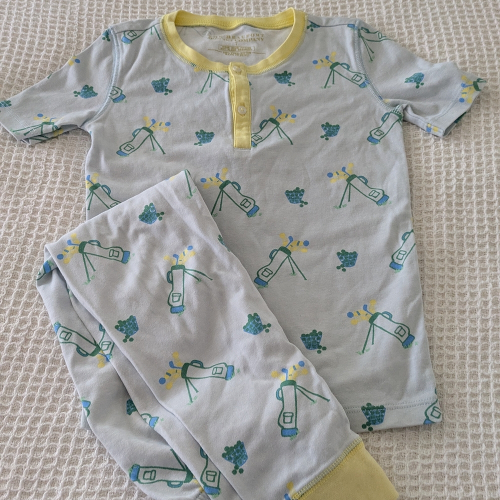 The Beaufort Bonnet Company Kids Light Blue Golf Print Pajama Set